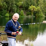Senior man fishing cascade park adult day health
