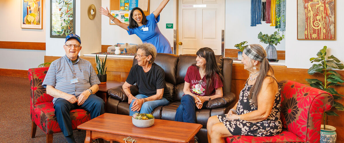 a group of people sitting on a couch