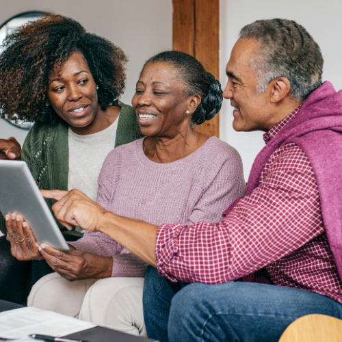 a family having a conversation